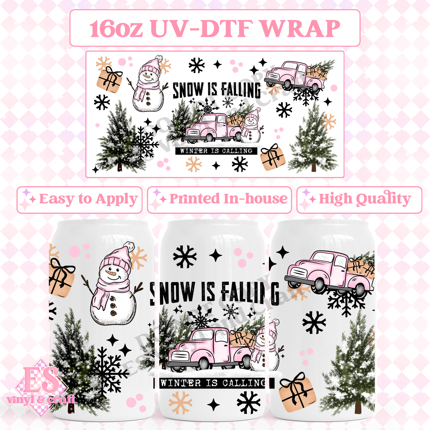 Winter is Calling - 16oz Beer Can / Libbey UV-DTF image 0