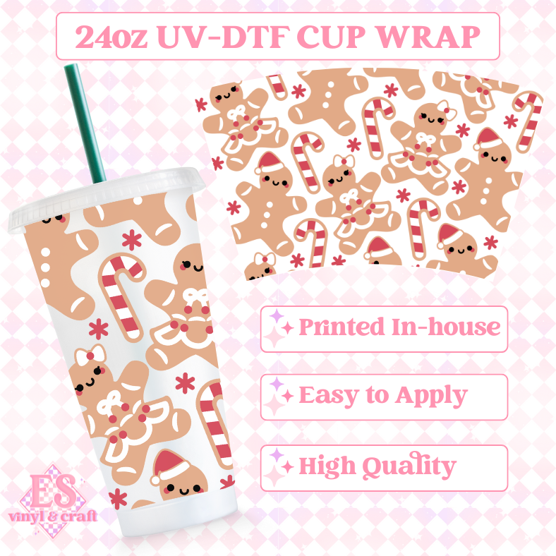 Christmas Gingerbreads - UVDTF 24oz Cold Cup Wrap image 0