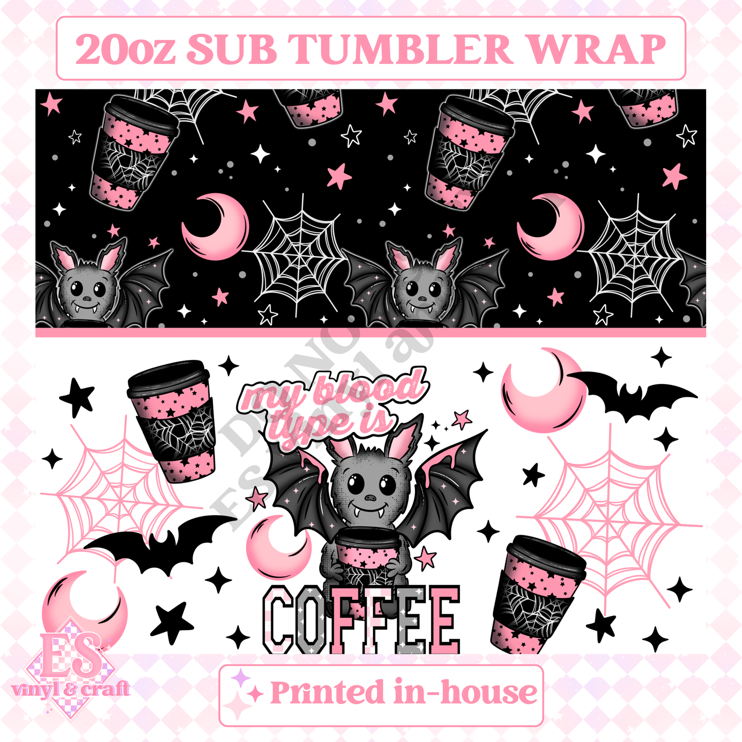 Coffee Bat - Full 20oz Tumbler Sublimation Print image 1