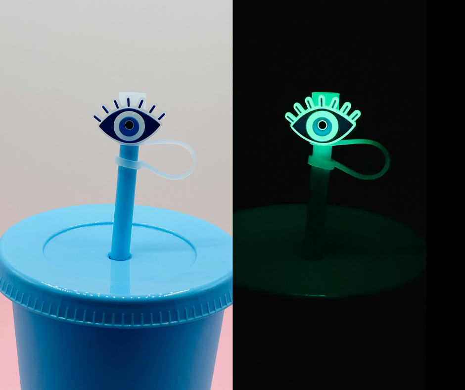 Straw Topper - Glow in the Dark Evil Eye image 0