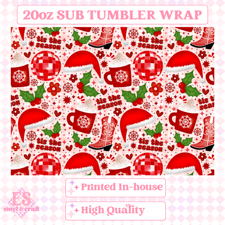Christmas Seamless - Full 20oz Tumbler Sublimation Ready To Print image 1