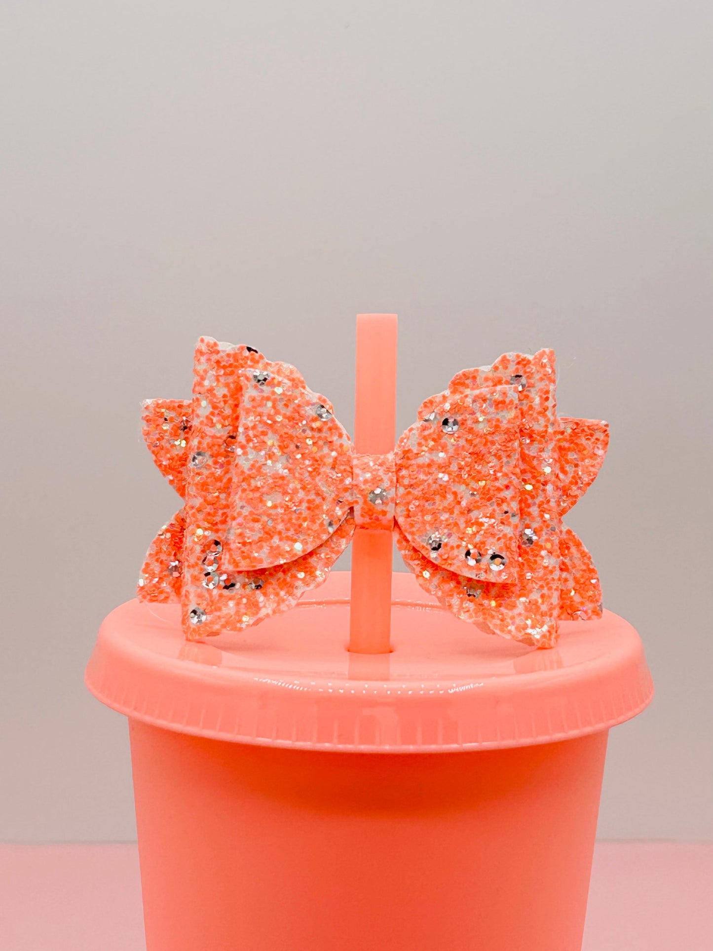 Bow Straw Topper - Coral image 0