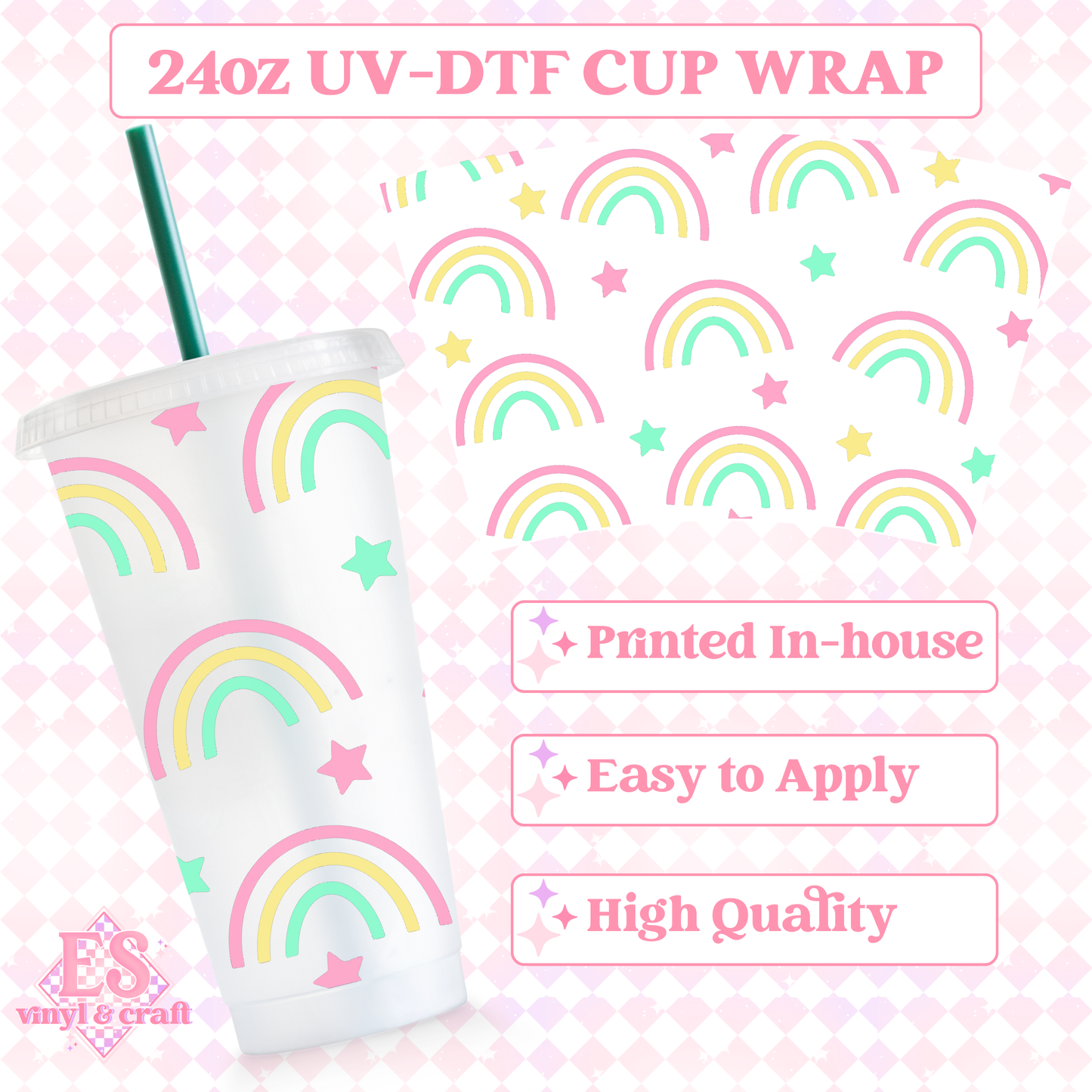 Pastel Rainbow - UVDTF 24oz Cold Cup Wrap image 0