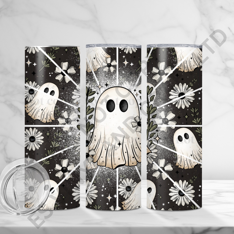 Floral Ghost - Full 20oz Tumbler Sublimation Ready To Print image 0