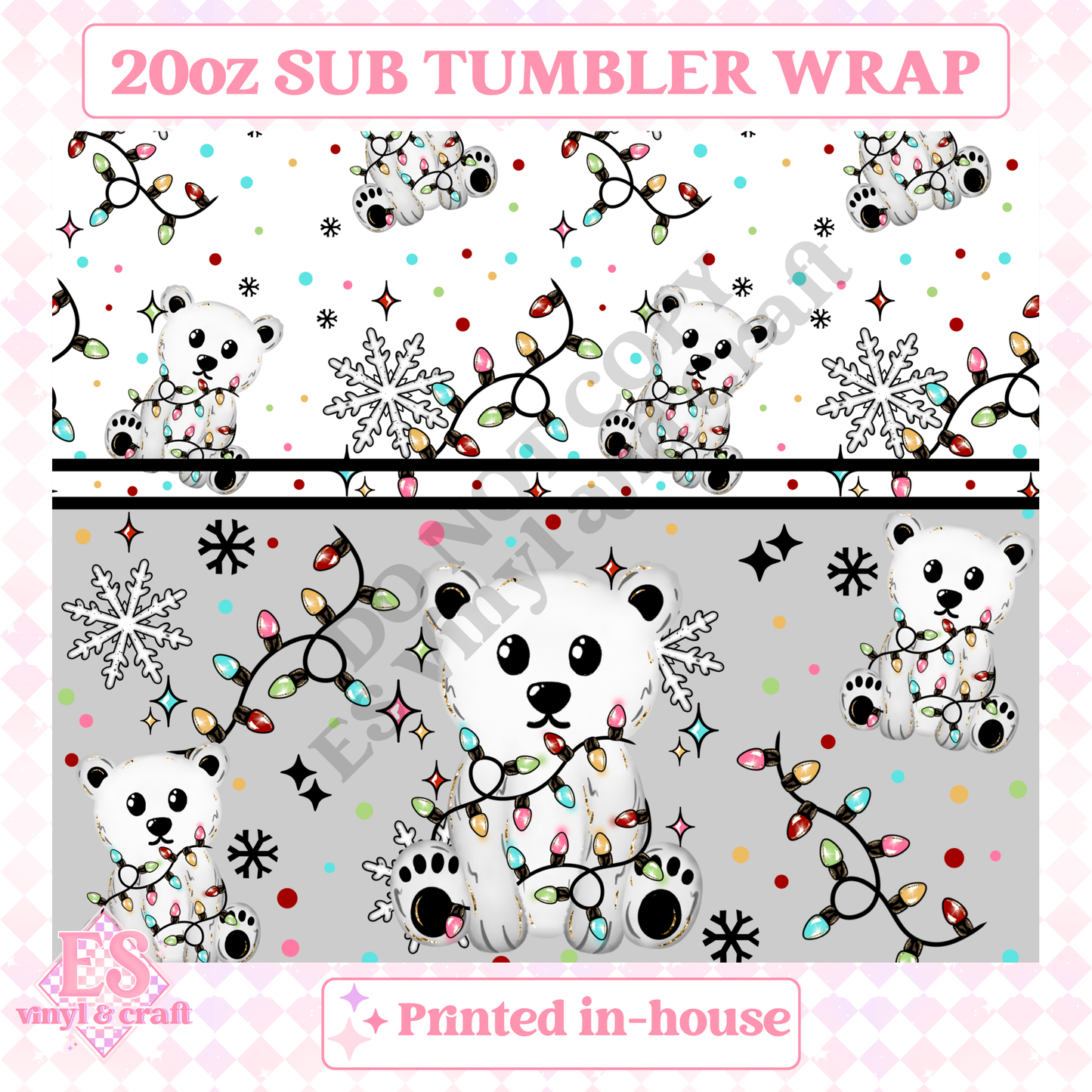 Polar Bear Lights - Full 20oz Tumbler Sublimation Print image 1
