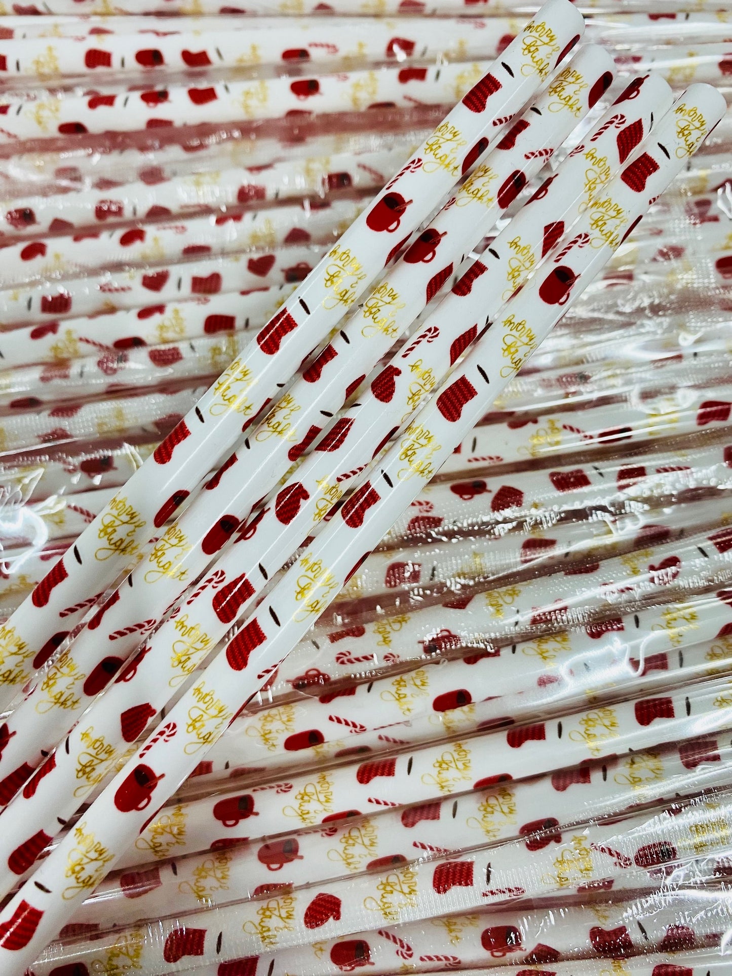 Christmas Straws for Stanley (40oz) Tumblers - Christmas Stocking White image 1