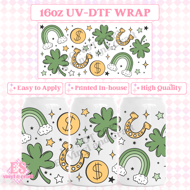 Saint Patty's - 16oz Beer Can / Libbey UV-DTF Transfer image 0
