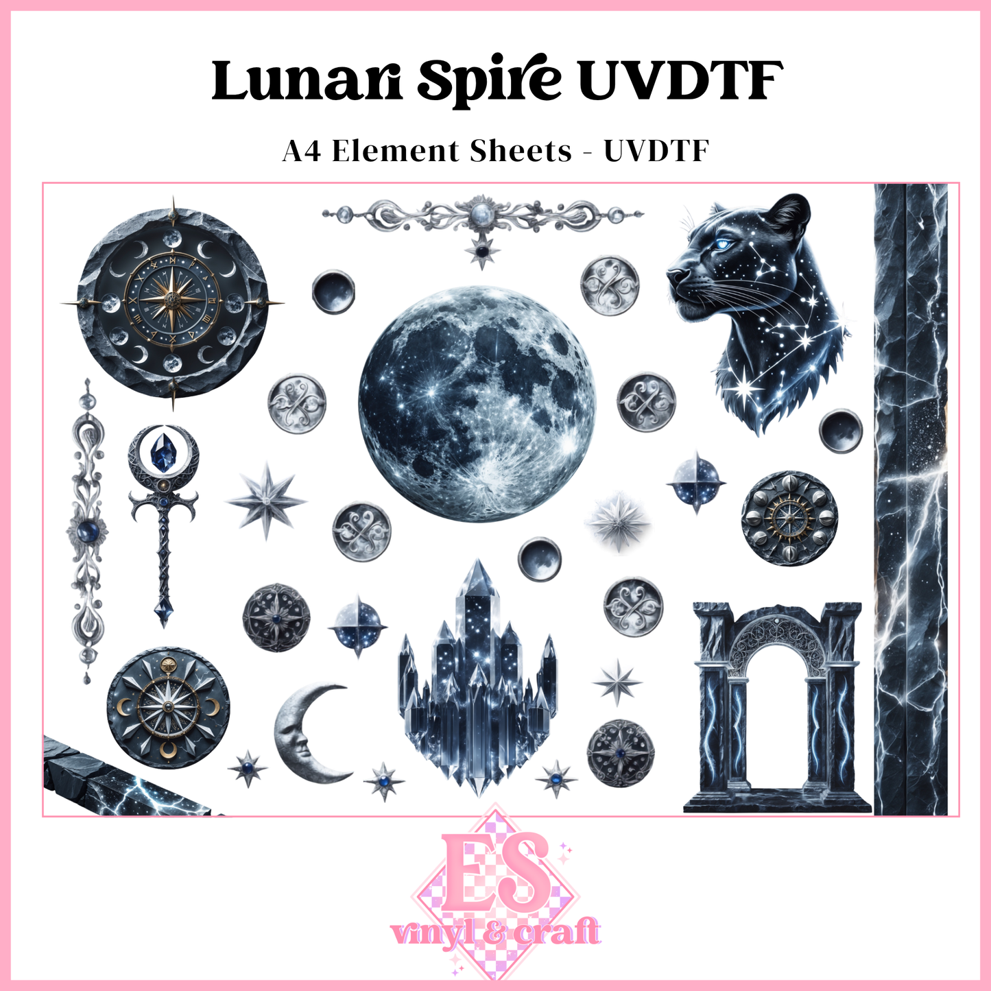 Lunari Spire - UVDTF Element Sheet (A4 Sheet)