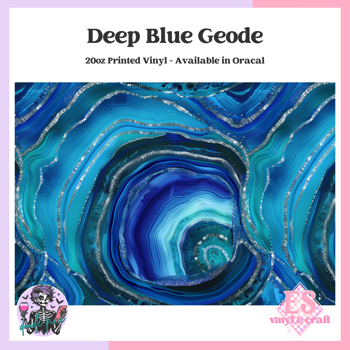 Deep Blue Geode - 20oz Printed Tumbler Self Adhesive Vinyl (Oracal) image 0