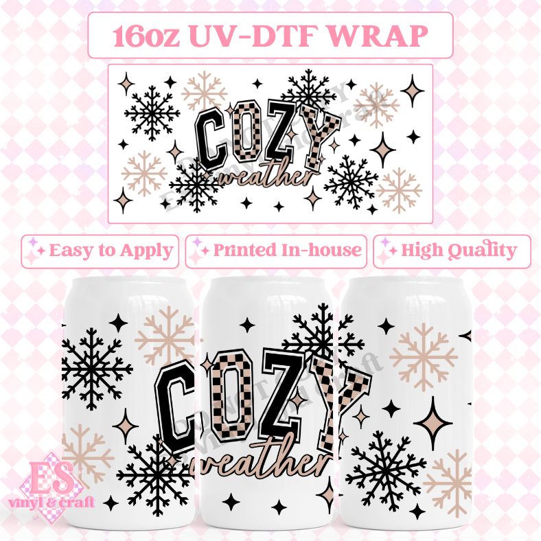 Cozy Weather - 16oz Beer Can / Libbey UV-DTF Transfer image 0