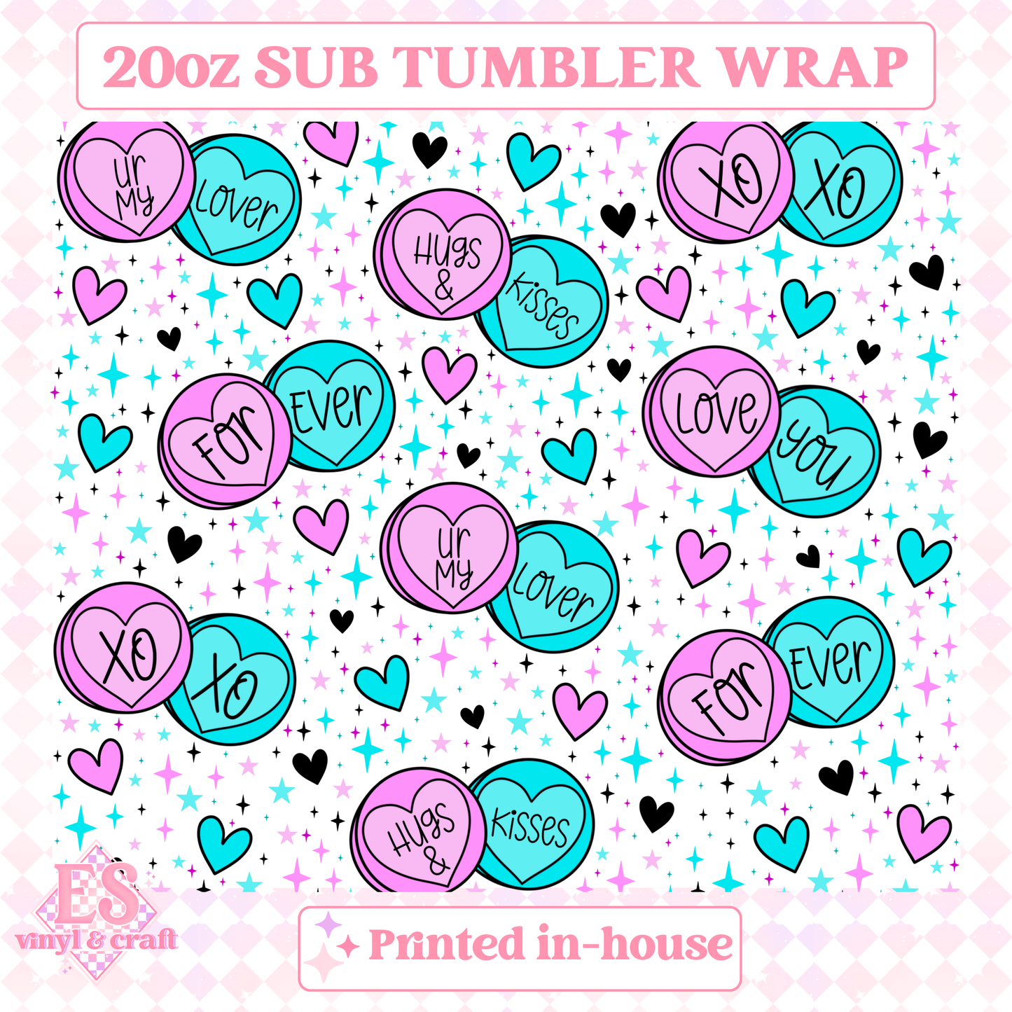 Candy Hearts - Full 20oz Tumbler Sublimation Print image 1