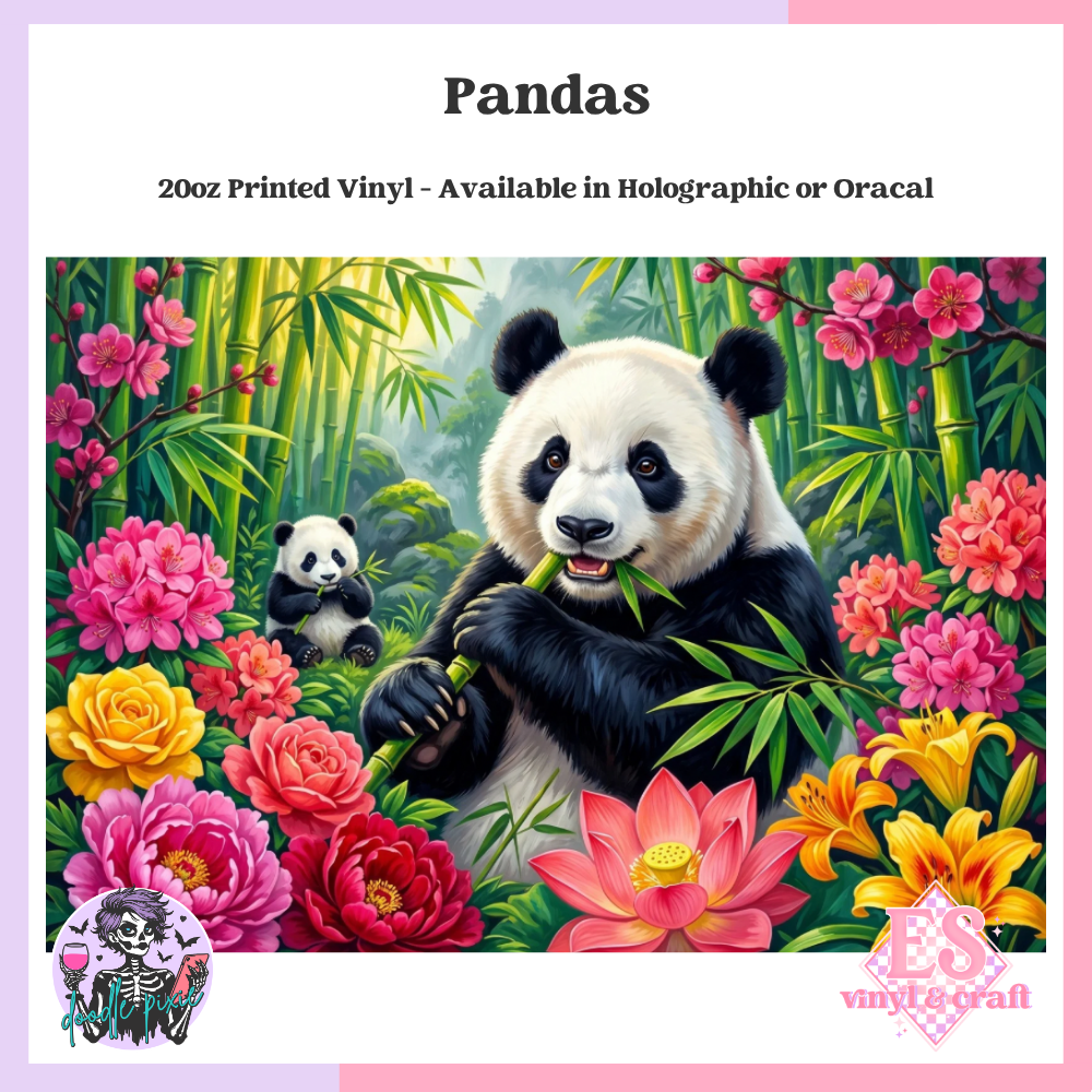 Pandas - 20oz Printed Tumbler Self Adhesive Vinyl