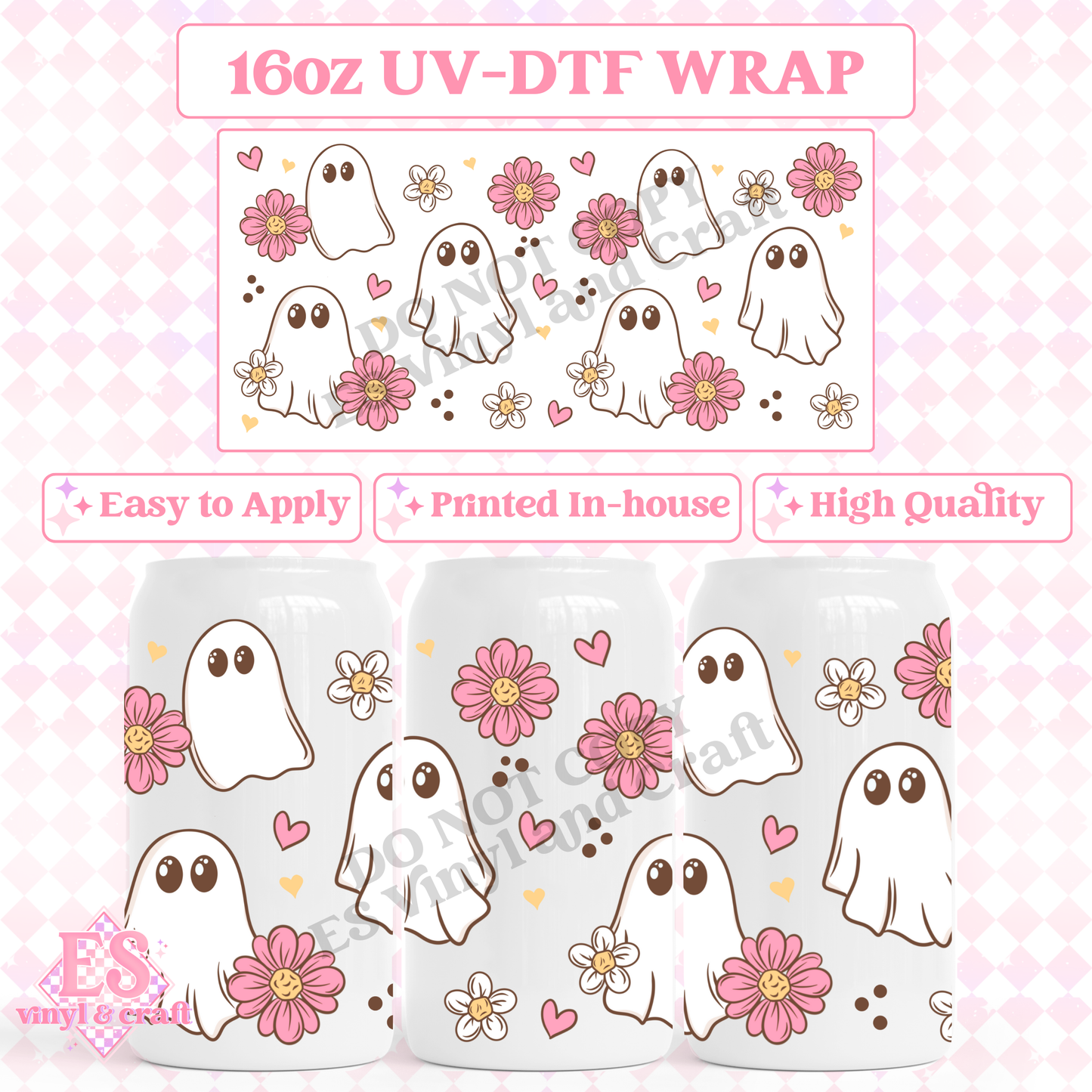 Spring Ghostie - 16oz Beer Can / Libbey UV-DTF Transfer image 0