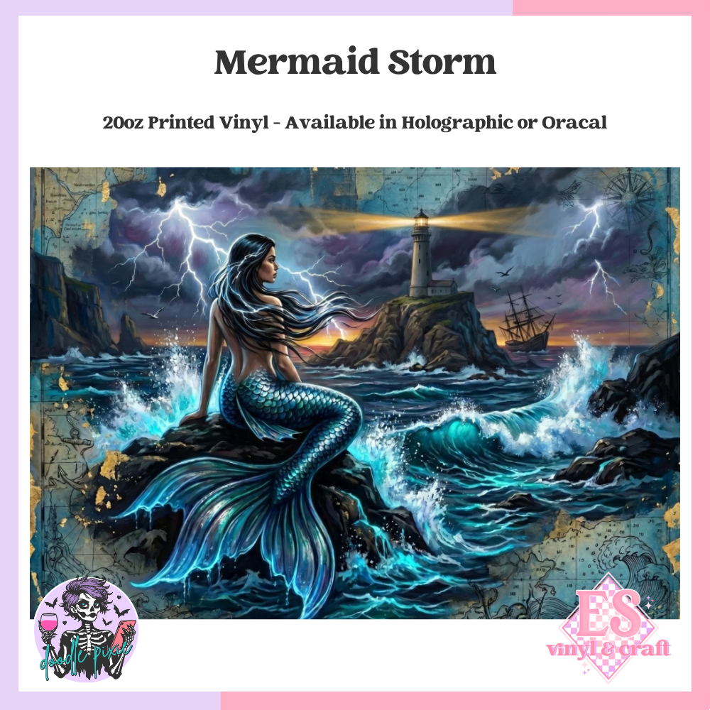 Mermaid Storm - 20oz Printed Tumbler Self Adhesive Vinyl