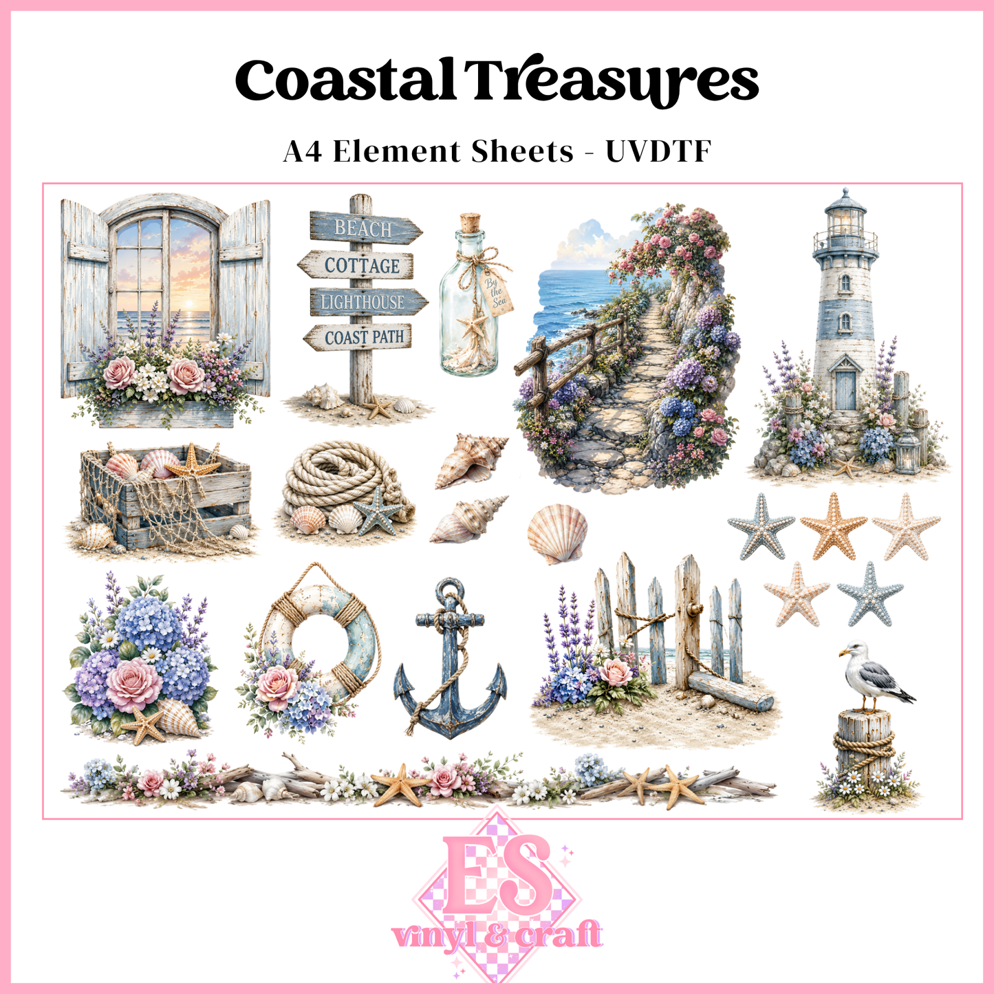 Coastal Treasures - UVDTF Element Sheet (A4 Sheet)