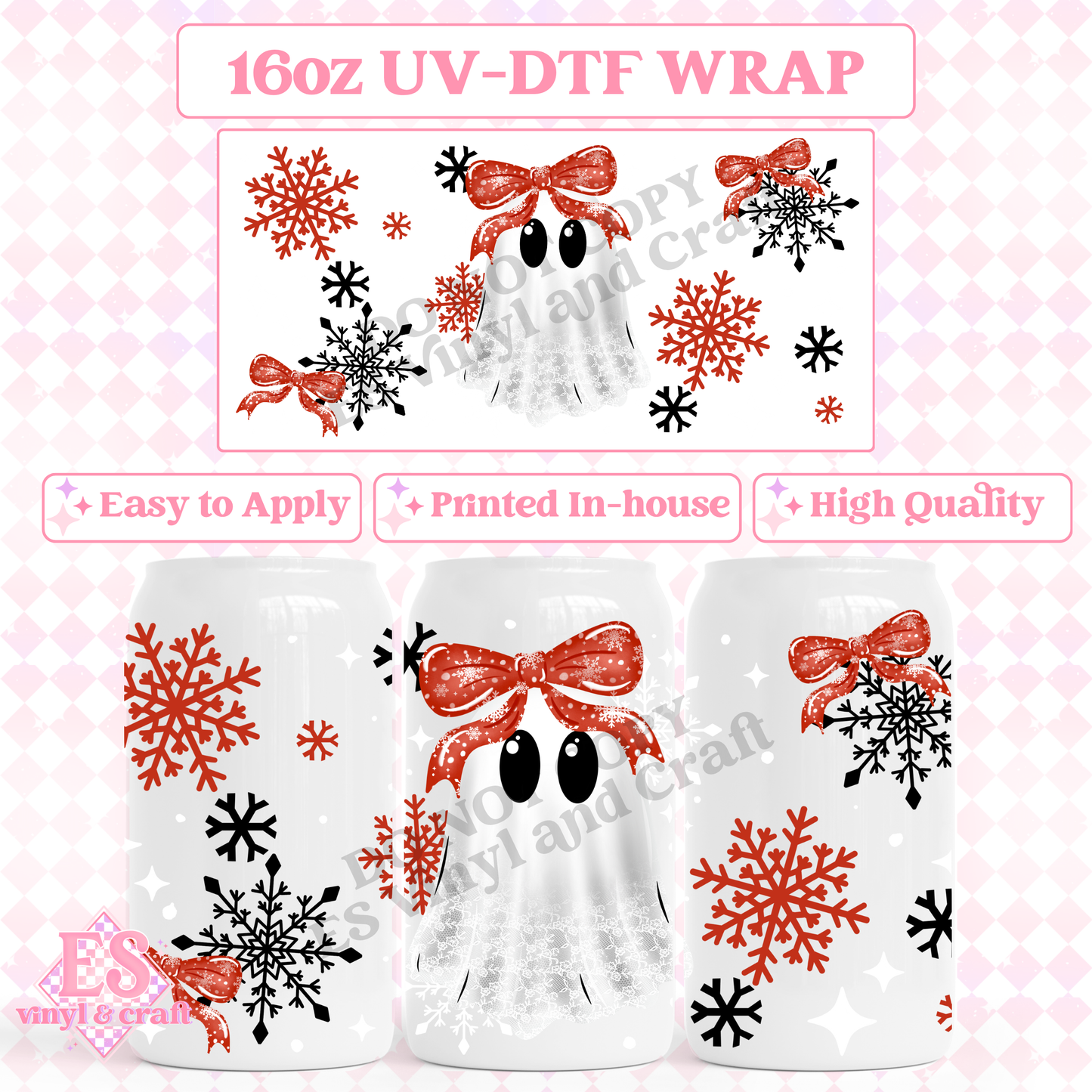 Lace Ghost - 16oz Beer Can / Libbey UV-DTF image 0
