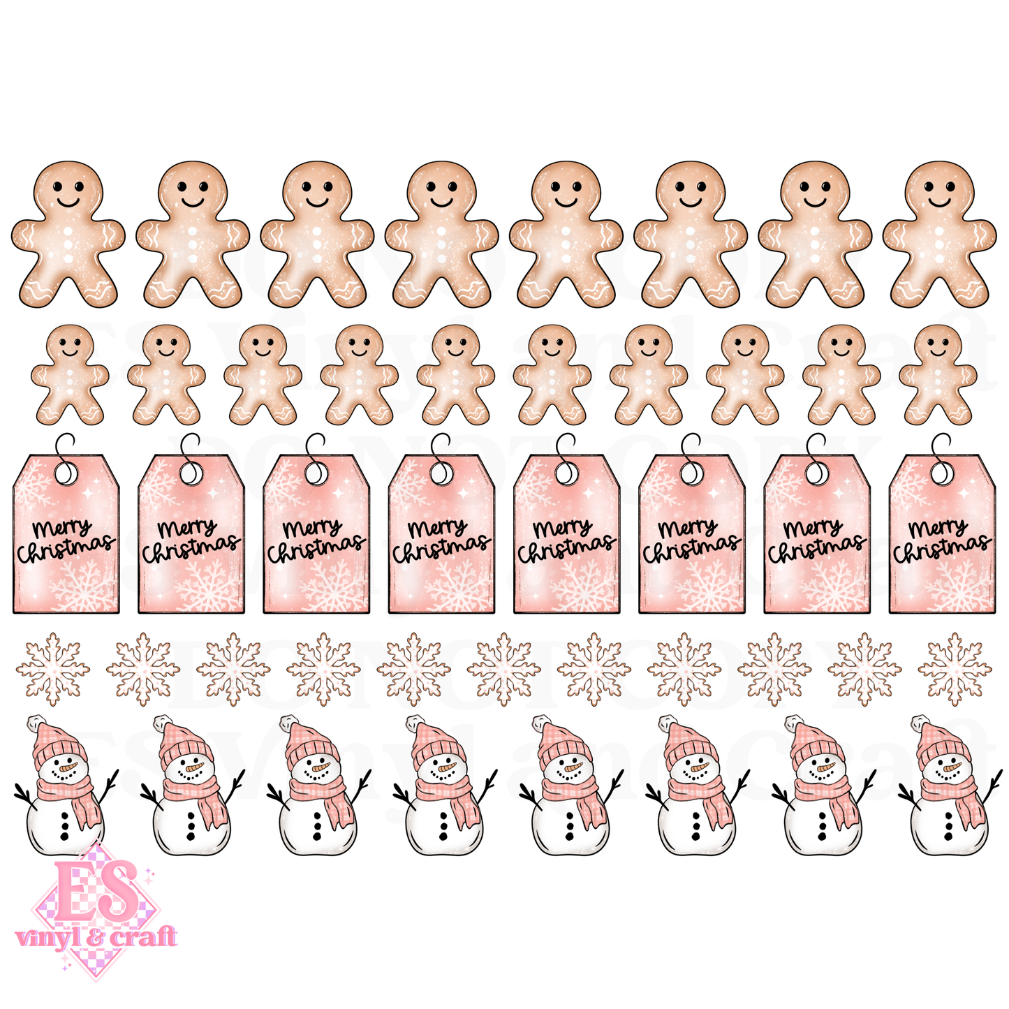 Pink Christmas - UVDTF (A4 Sheet) 210mm x 300mm image 1