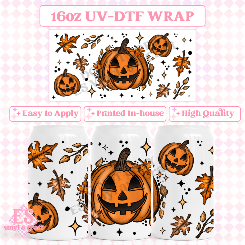 Autumn Pumpkin - 16oz Beer Can / Libbey UV-DTF image 0