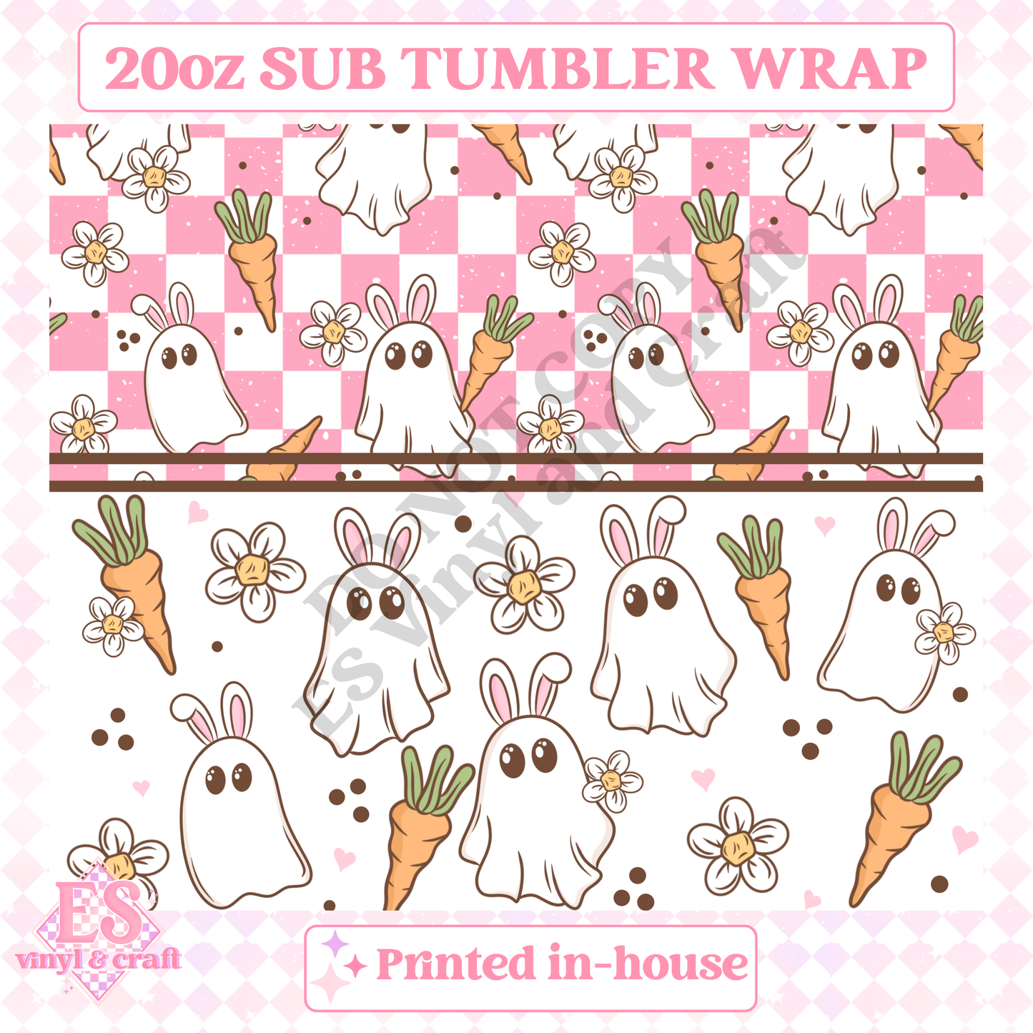Ghostie Bunny - Full 20oz Tumbler Sublimation Print image 1
