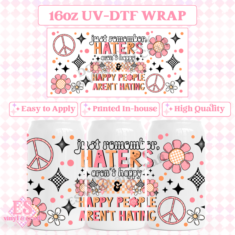 Haters - 16oz Beer Can / Libbey UV-DTF Transfer image 0