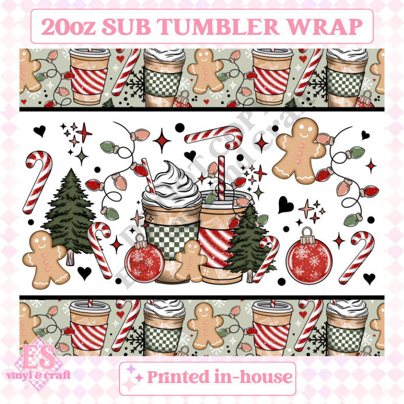 Christmas Coffee - Full 20oz Tumbler Sublimation Ready Print image 1