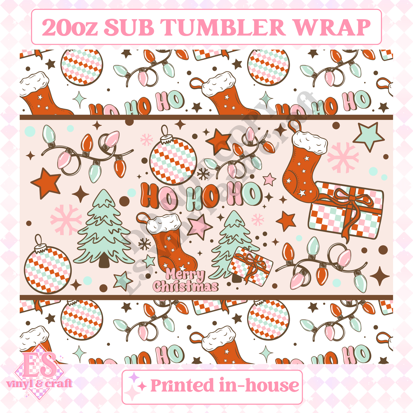 Ho, Ho, Ho - Full 20oz Tumbler Sublimation Print image 1