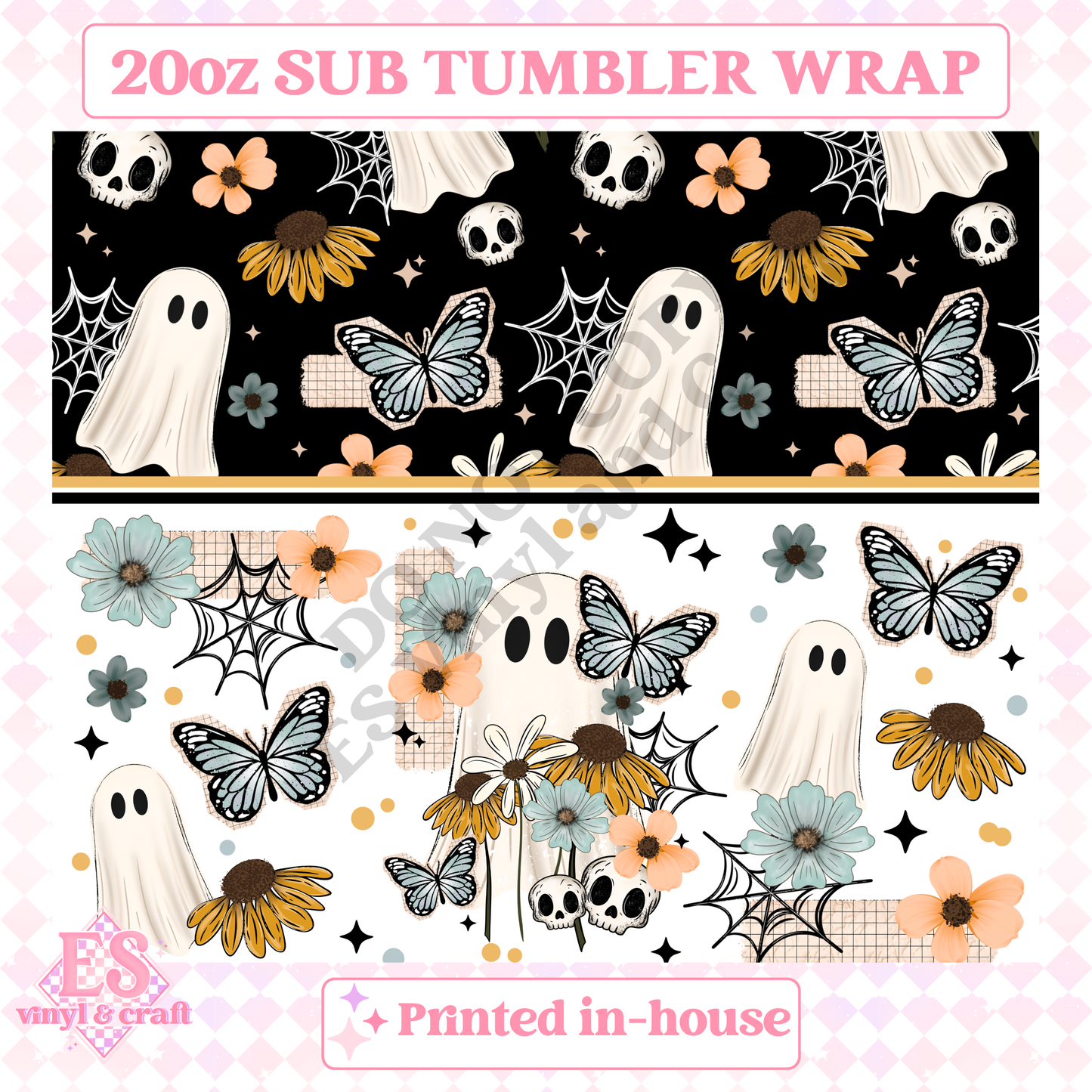 Floral Ghost - Full 20oz Tumbler Sublimation Print image 1
