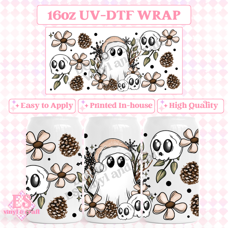 Winter Ghostie - 16oz Beer Can / Libbey UV-DTF Transfer image 0
