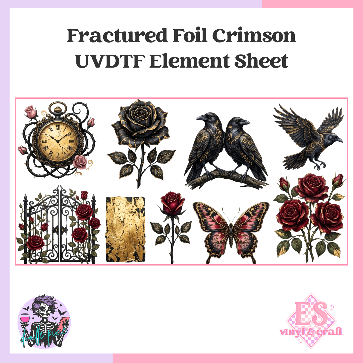 Fractured Foil Crimson - Multi - 10" x 10" Self Adhesive Vinyl (Oracal or Holo)