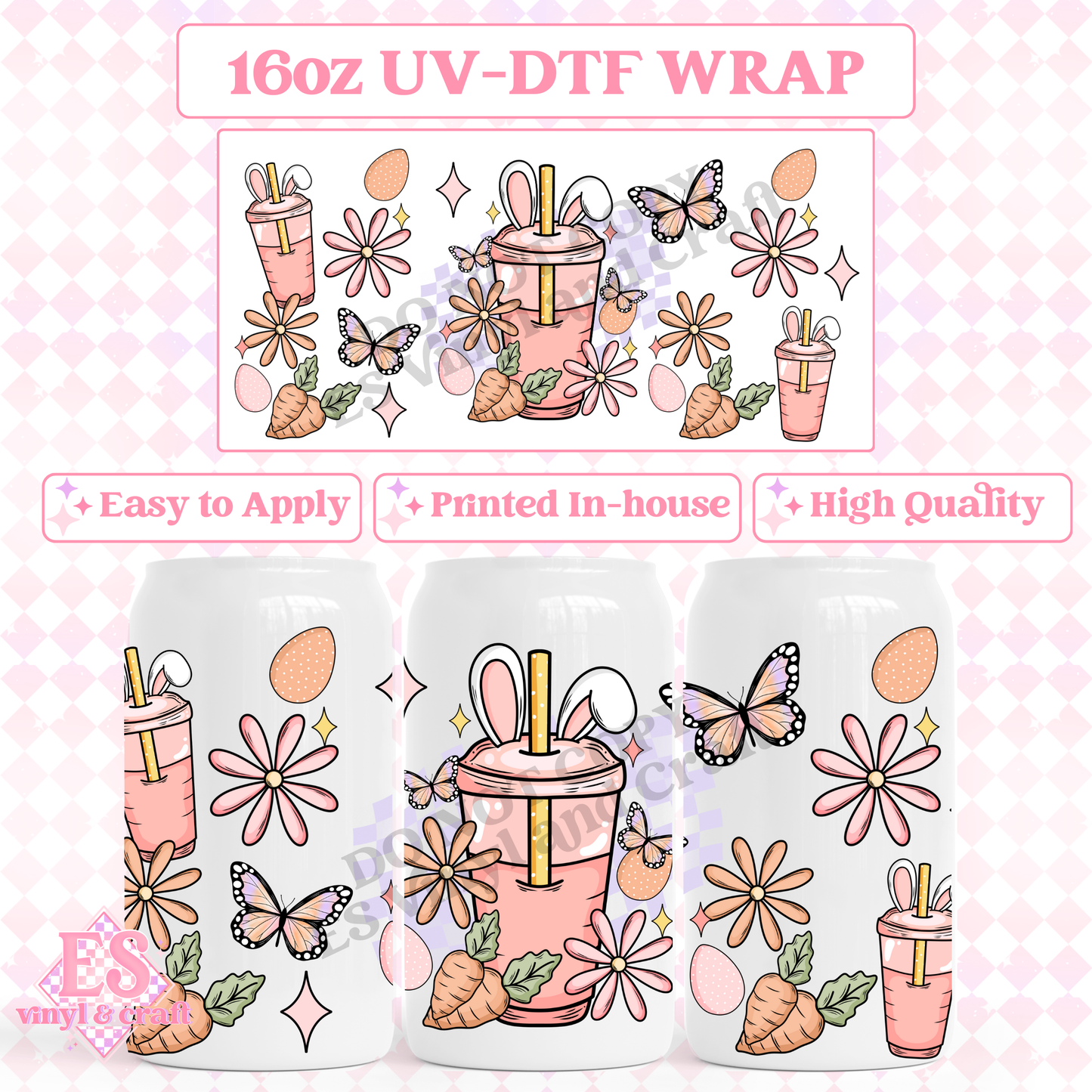 Easter Coffee - 16oz Beer Can / Libbey UV-DTF Transfer image 0