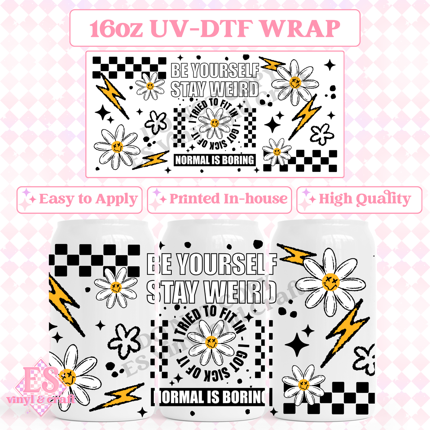 Be Yourself - 16oz Beer Can / Libbey UV-DTF image 0