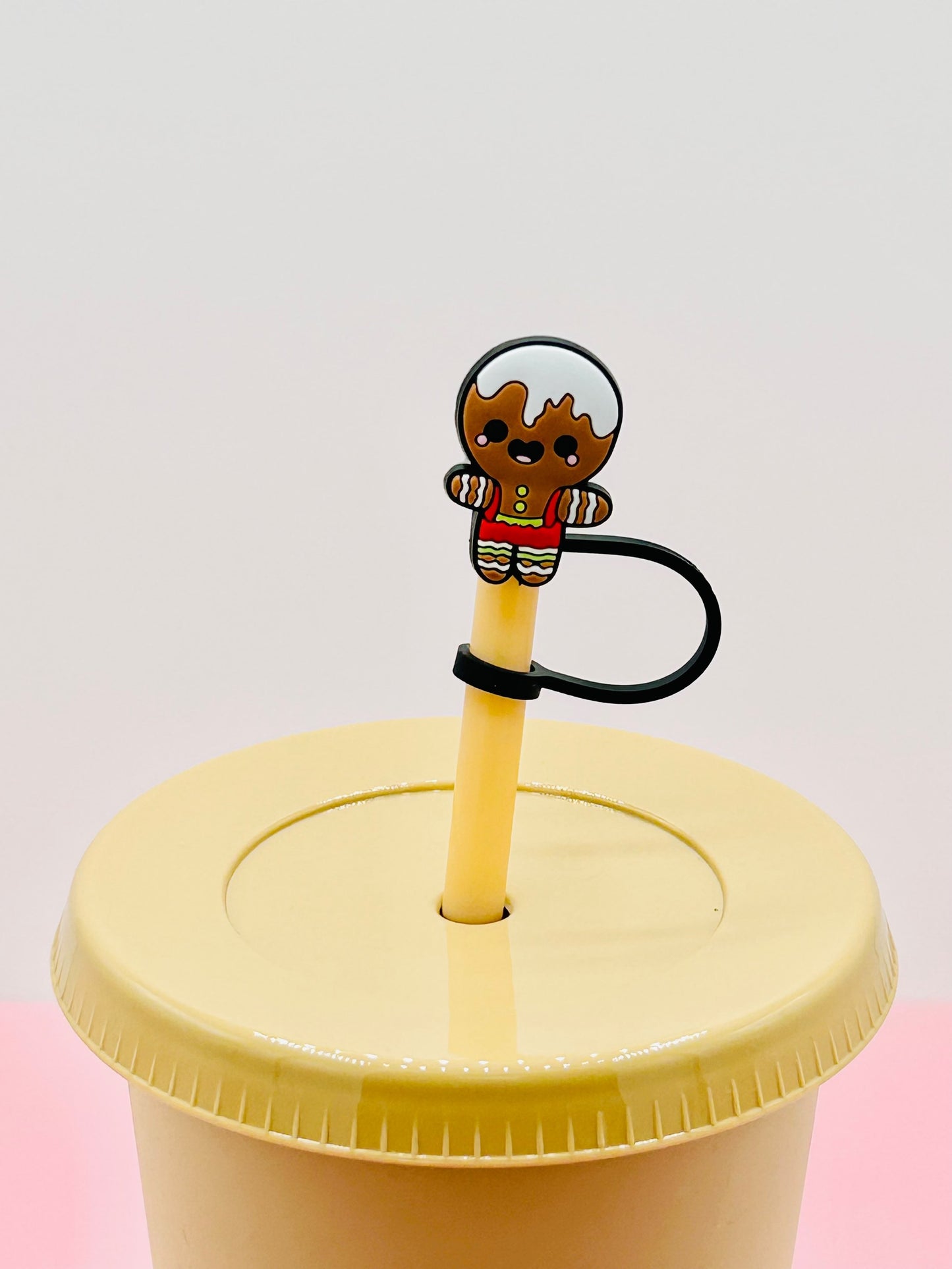 Straw Topper - Gingerbread Red Dungarees image 0