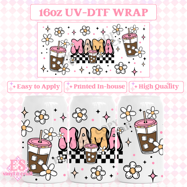 Mama - 16oz Beer Can / Libbey UV-DTF Transfer image 0