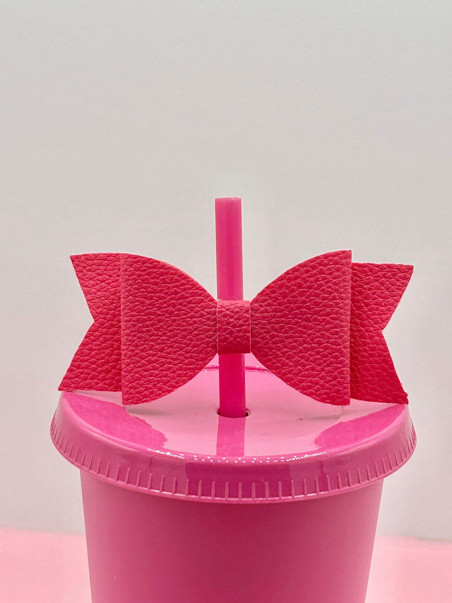 Bow Straw Topper - Faux Leather Hot Pink image 0