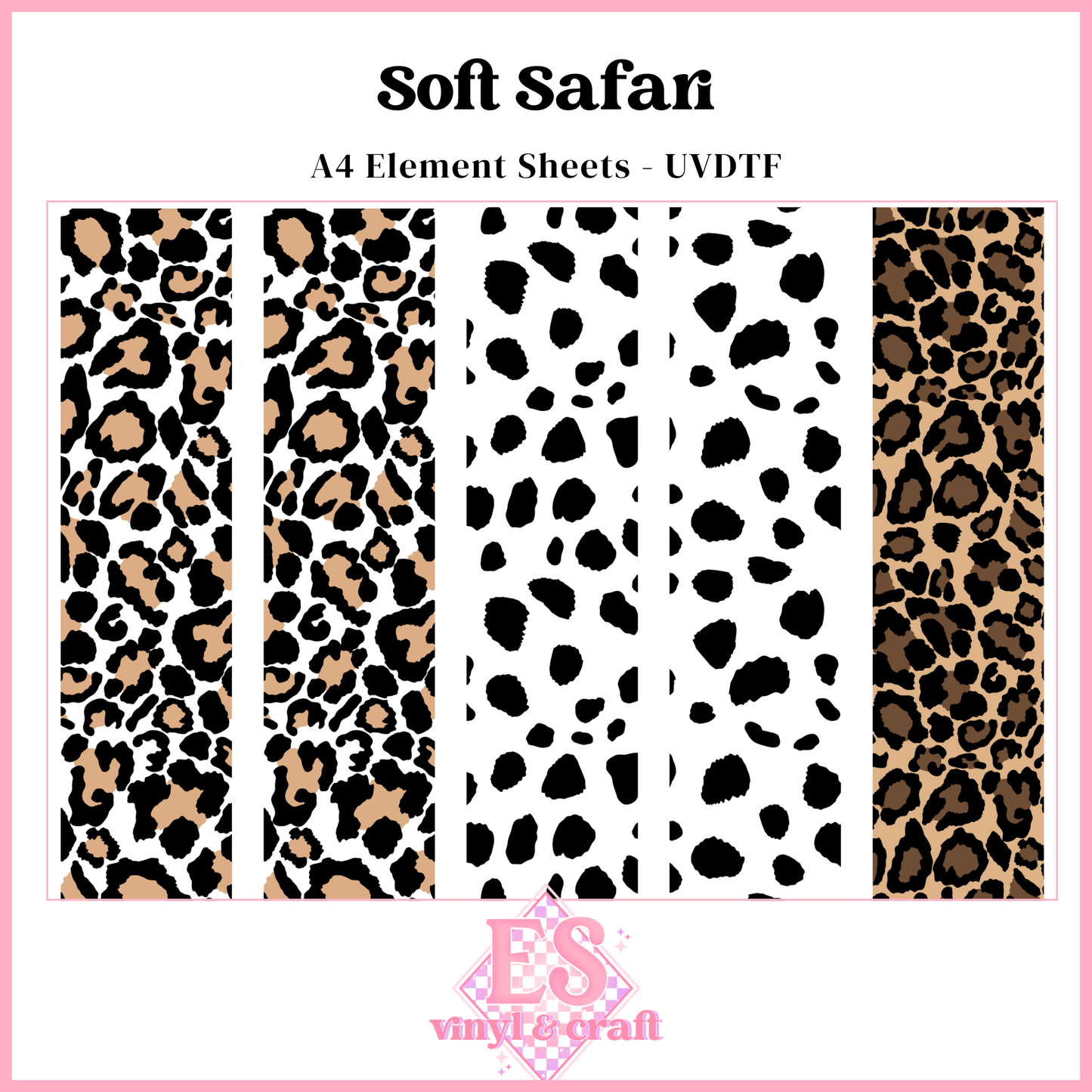 Soft Safari - UVDTF Element Sheet (A4 Sheet)