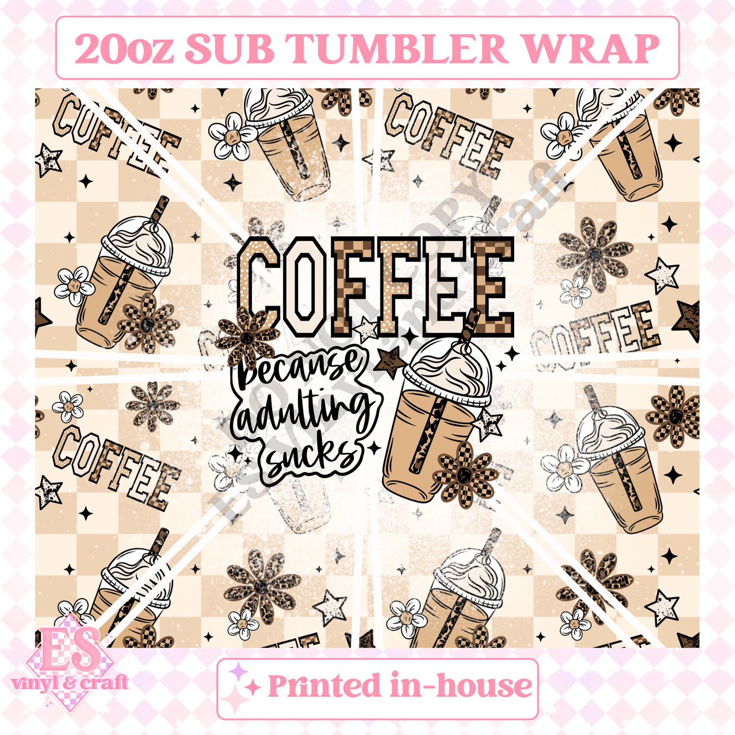 Coffee - Full 20oz Tumbler Sublimation Print image 1