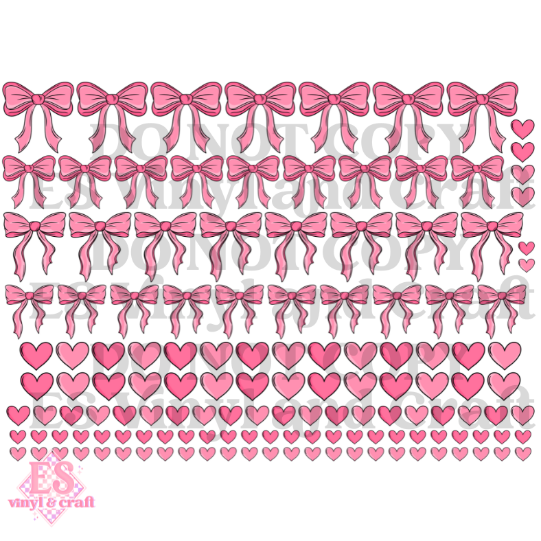 Bows and Hearts - UVDTF (A4 Sheet) 210mm x 300mm image 1