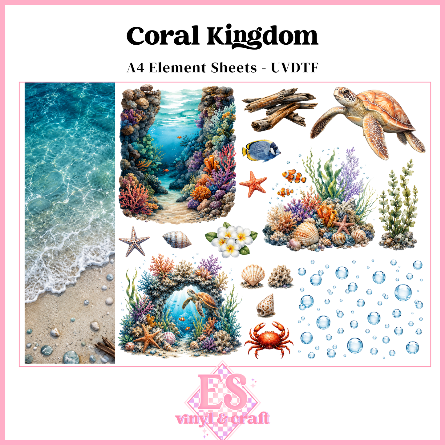 Coral Kingdom - UVDTF Element Sheet (A4 Sheet)