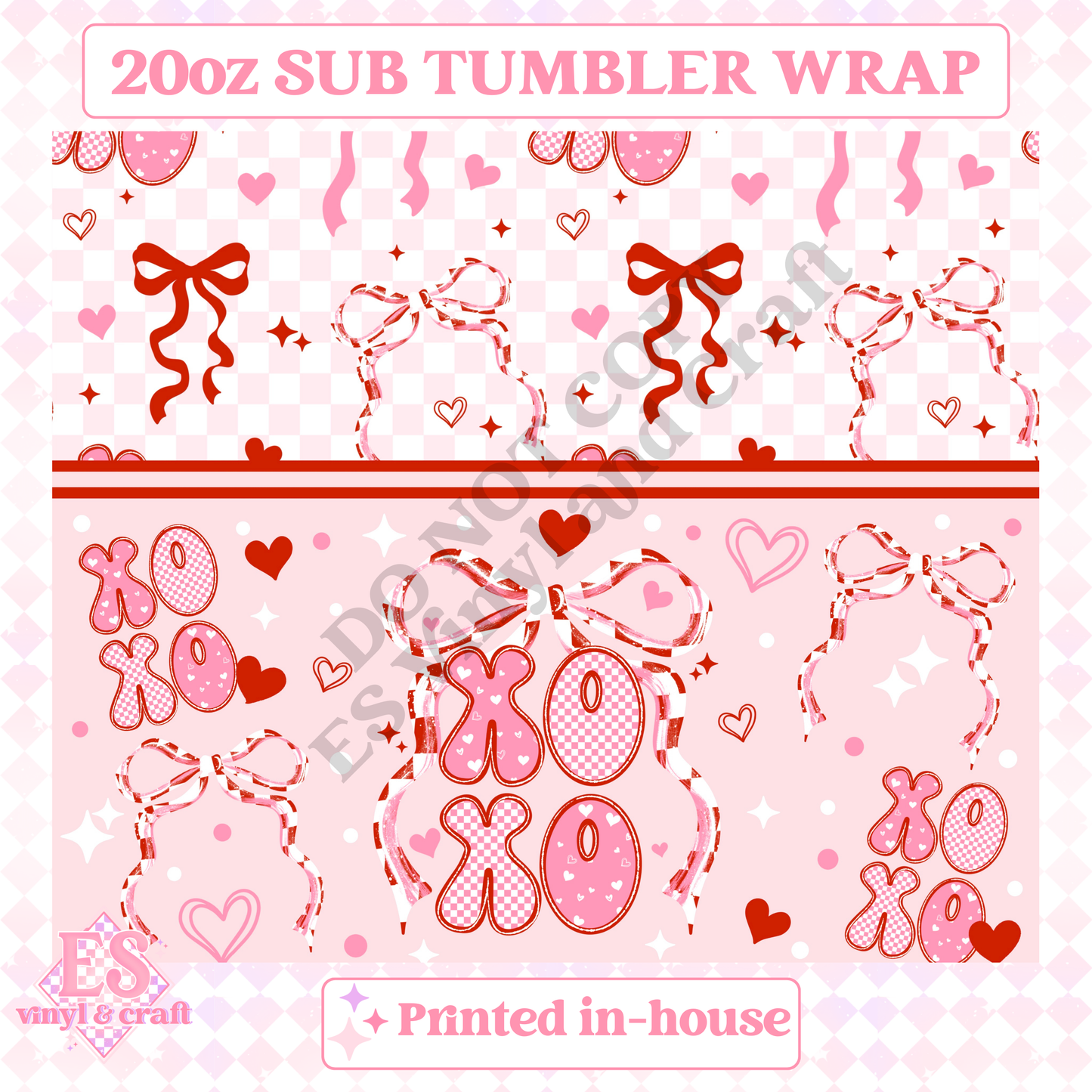 Checker XOXO - Full 20oz Tumbler Sublimation Print image 1