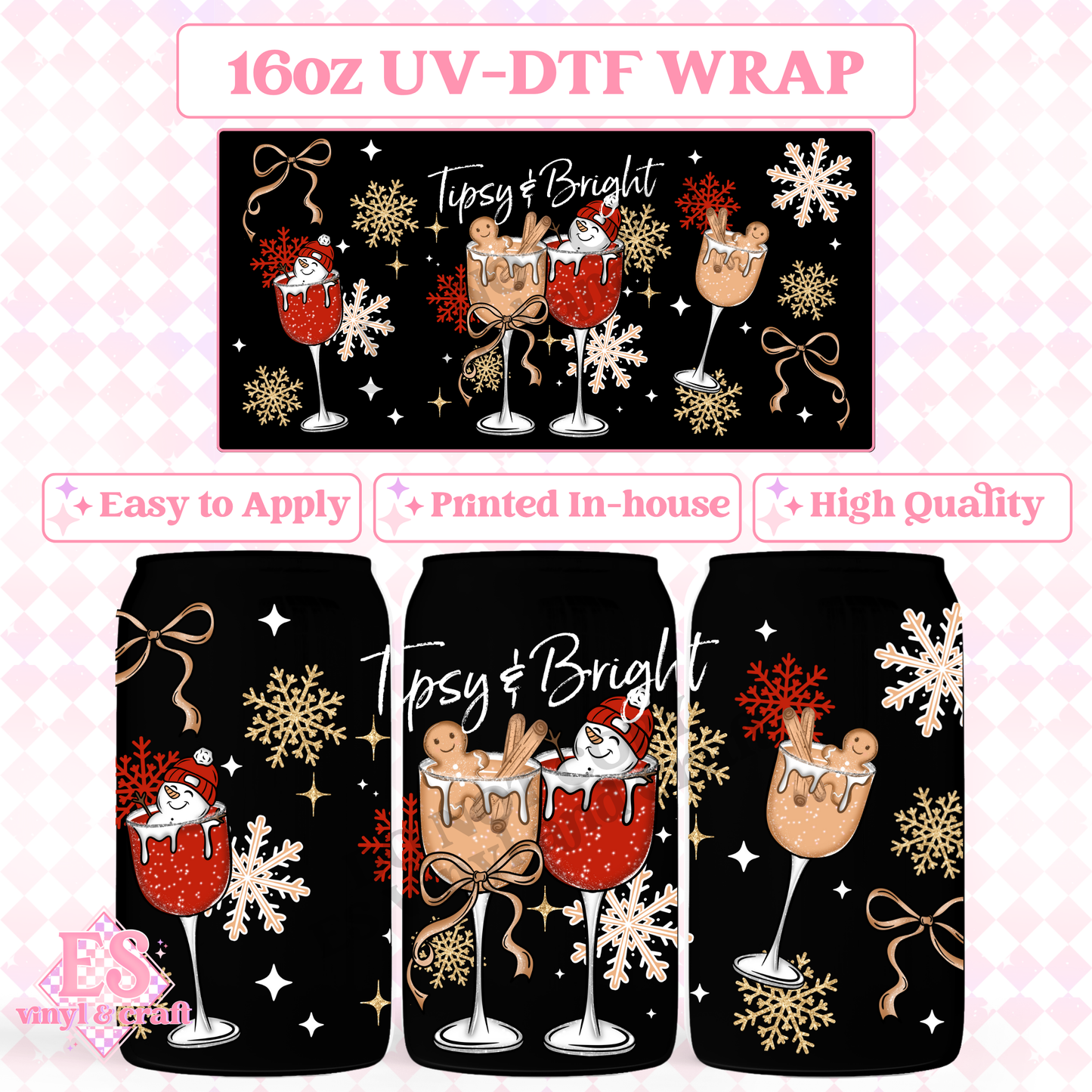 Tipsy and Bright Wine - 16oz Beer Can / Libbey UV-DTF Transfer image 0