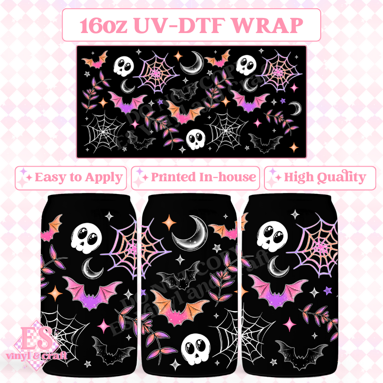 Colourful Spooky - 16oz Beer Can / Libbey UV-DTF Transfer image 0