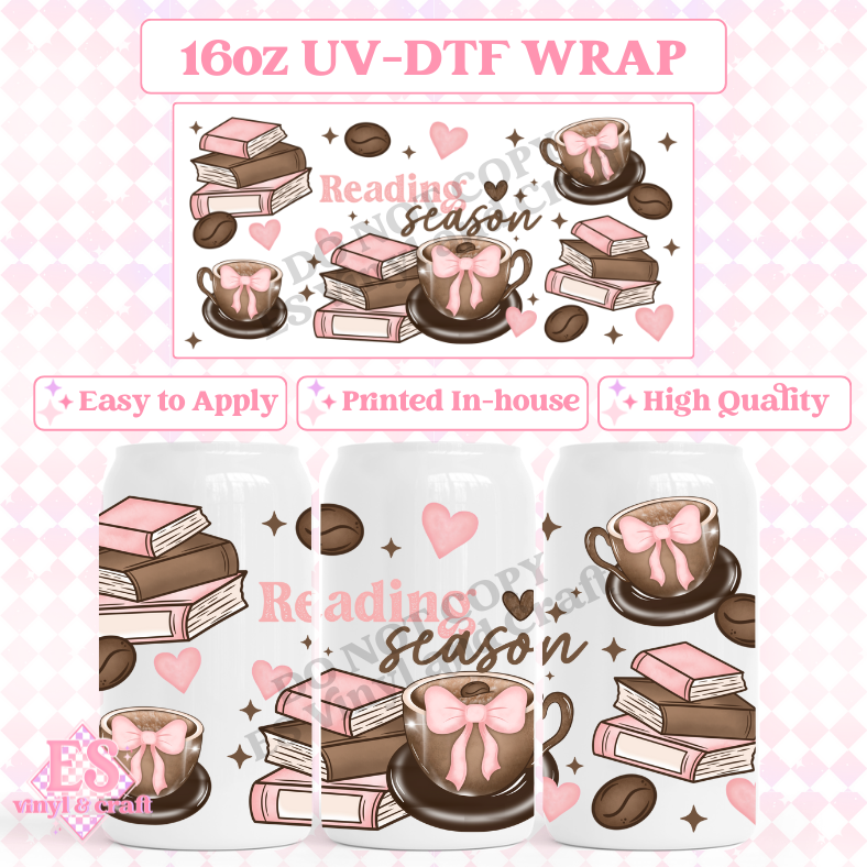 Reading Season - 16oz Beer Can / Libbey UV-DTF Transfer image 0