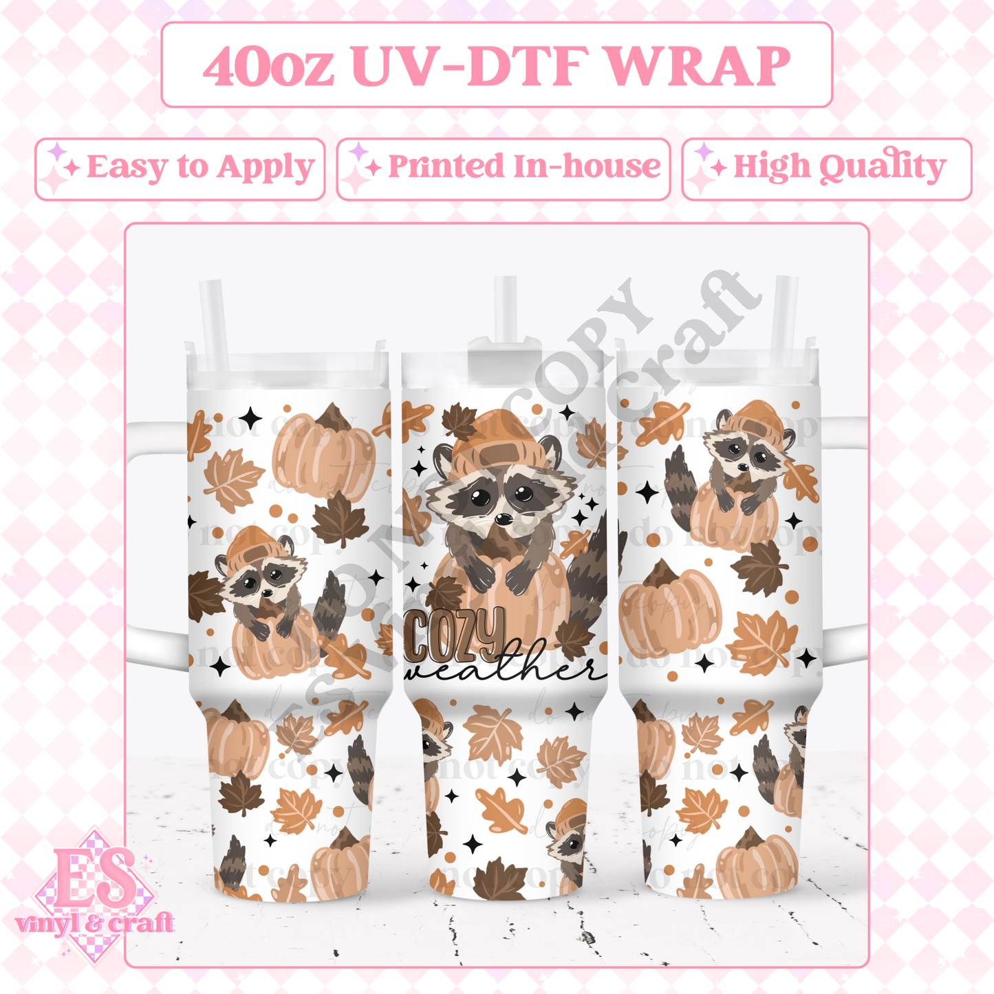 Cozy Weather - 40oz Tumbler Wraps - UV-DTF (2 Wraps - Top & Bottom) image 0