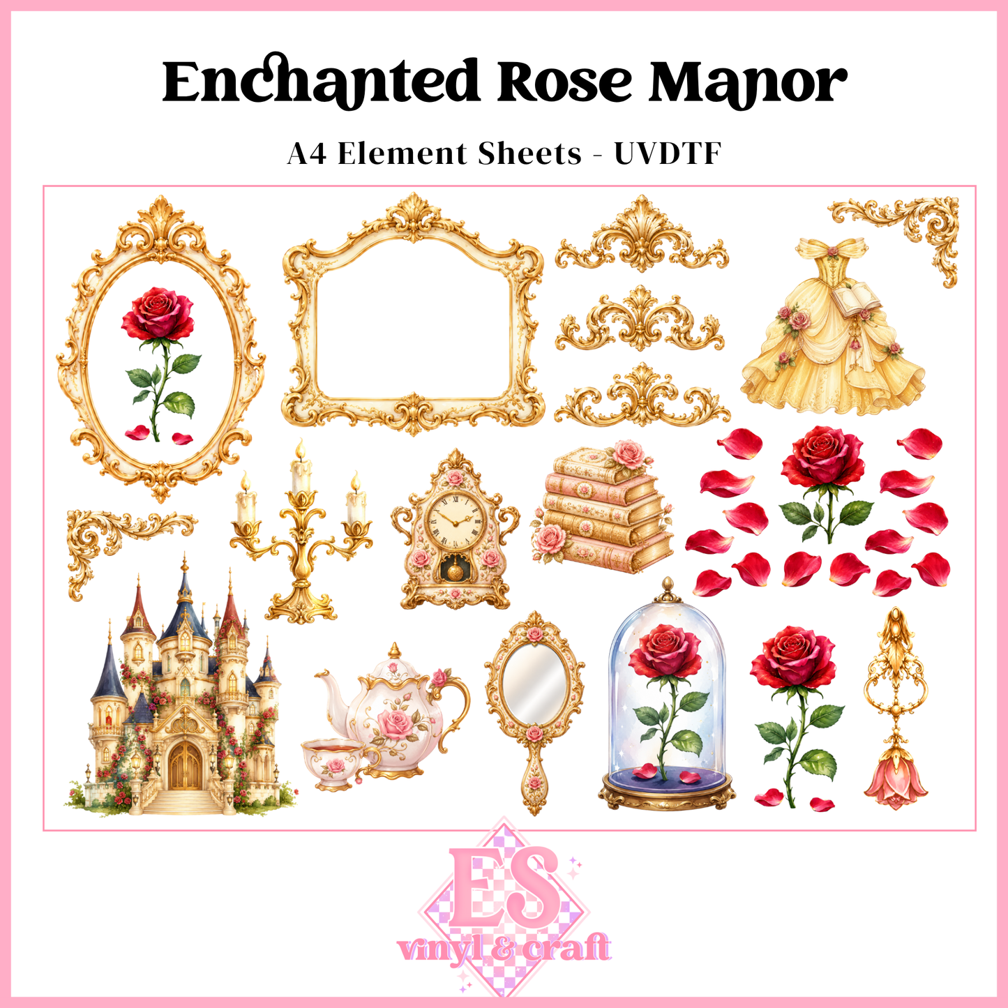 Enchanted Rose Manor - UVDTF Element Sheet (A4 Sheet)