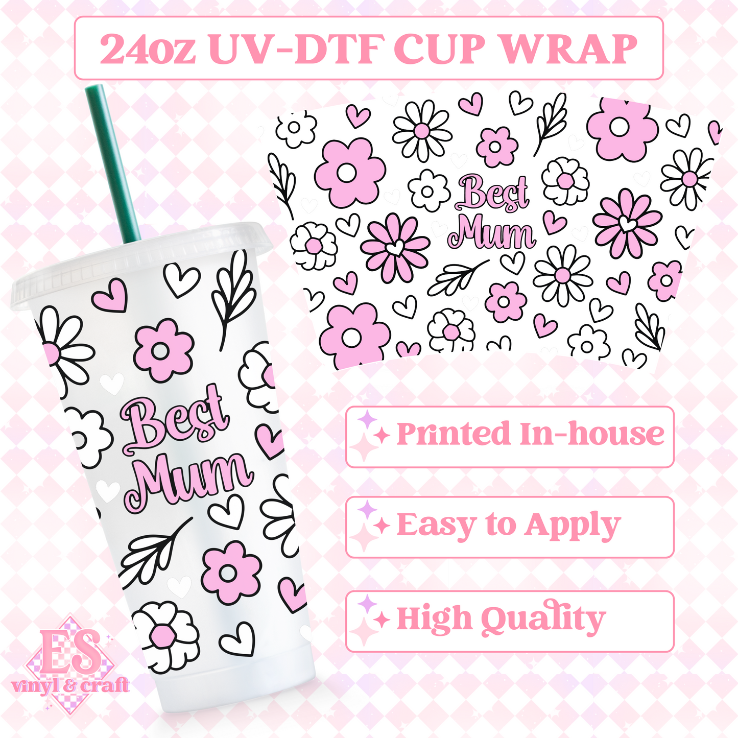 Best Mum - UVDTF 24oz Cold Cup Wrap image 0