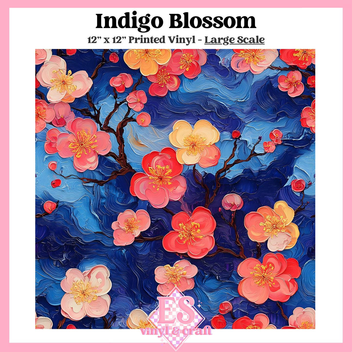 Indigo Blossom - Small or Large Scale Options - 12" x 12" Sheet image 2