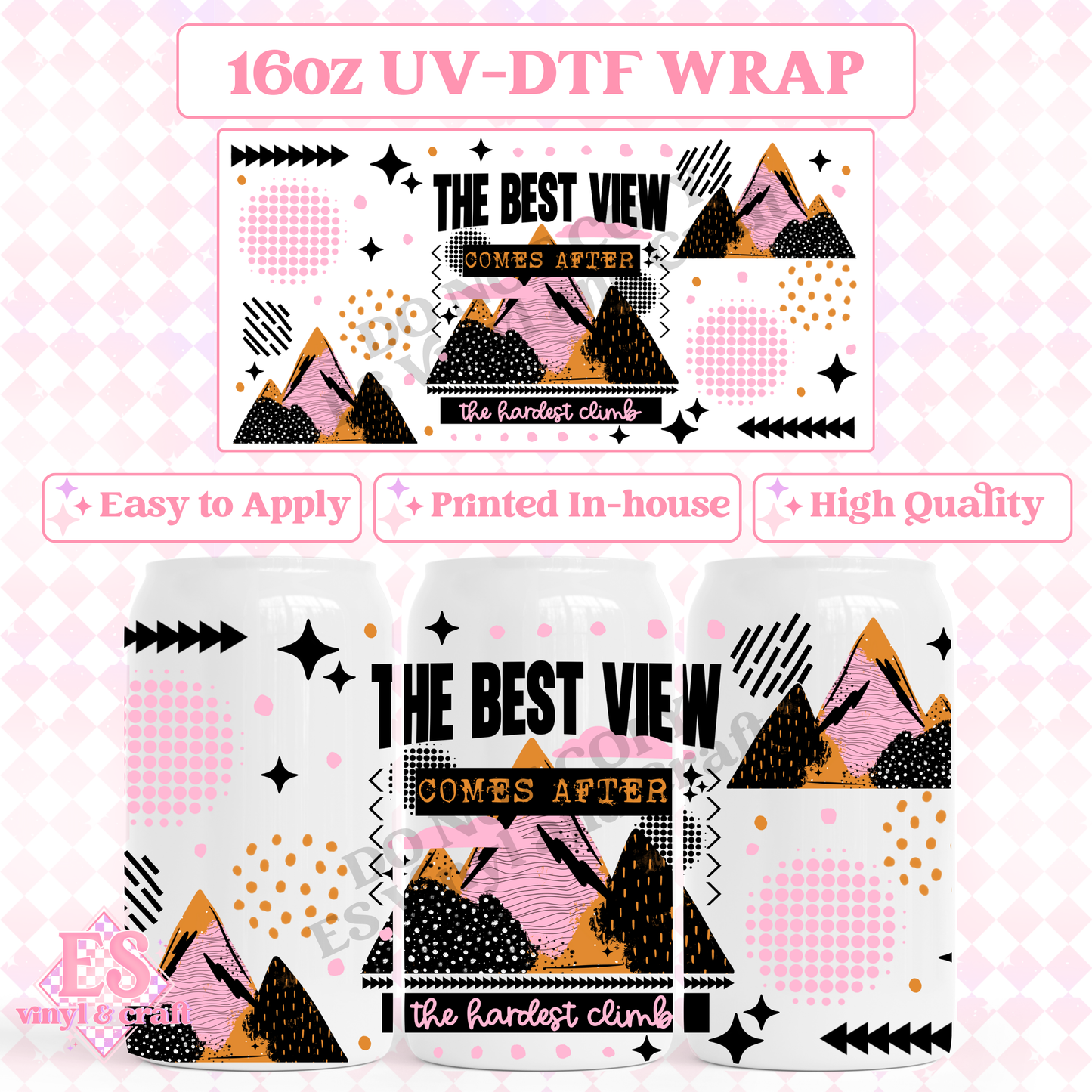 The Best View - 16oz Beer Can / Libbey UV-DTF image 0