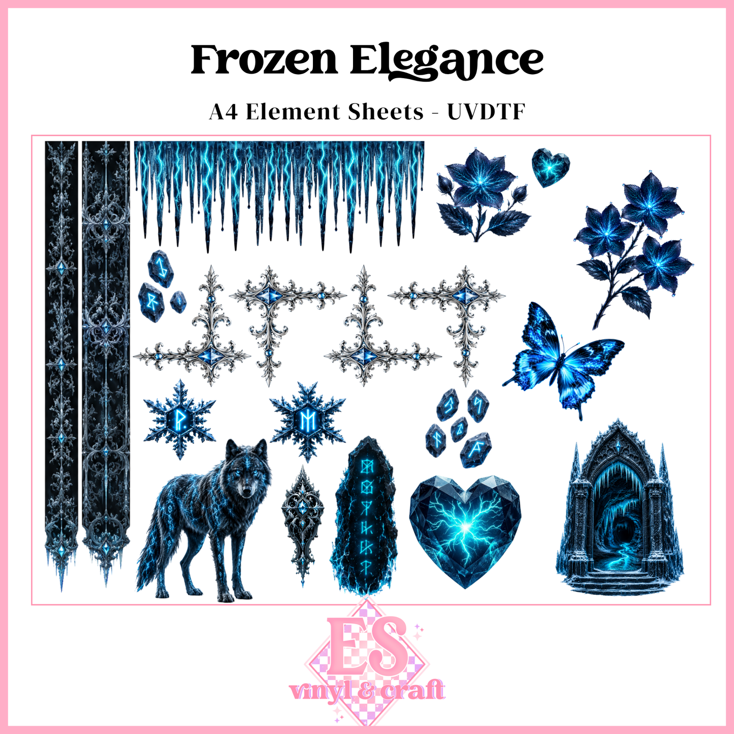 Frozen Elegance - UVDTF Element Sheet (A4 Sheet)