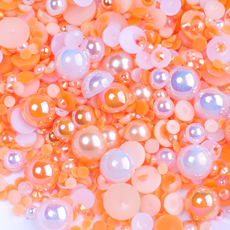 Sherbet Orange - Pearl & Rhinestone Mix image 0