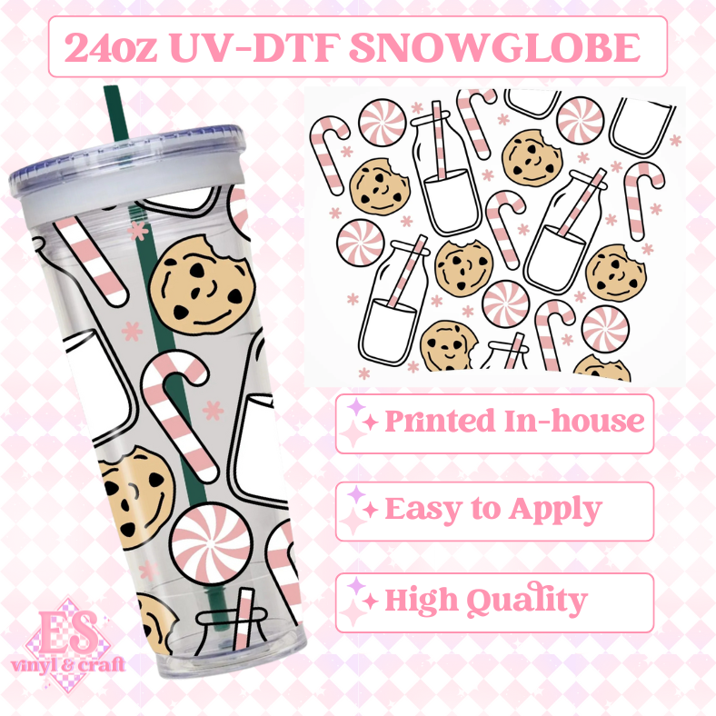 Milk and Cookies Pink - UVDTF 24oz Snowglobe Wrap image 0